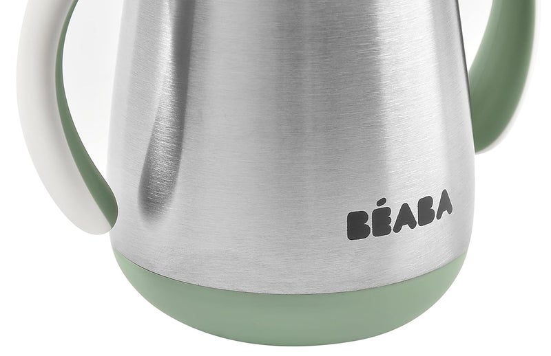Baba Beaba Stainless Steel Straw Sippy Cup, Insulated Toddler Cups Spill Proof with Removable Handles, Made with High Grade Stainless Steel, 8+ Months, 8 oz (250mL), (Sage) - Image 4